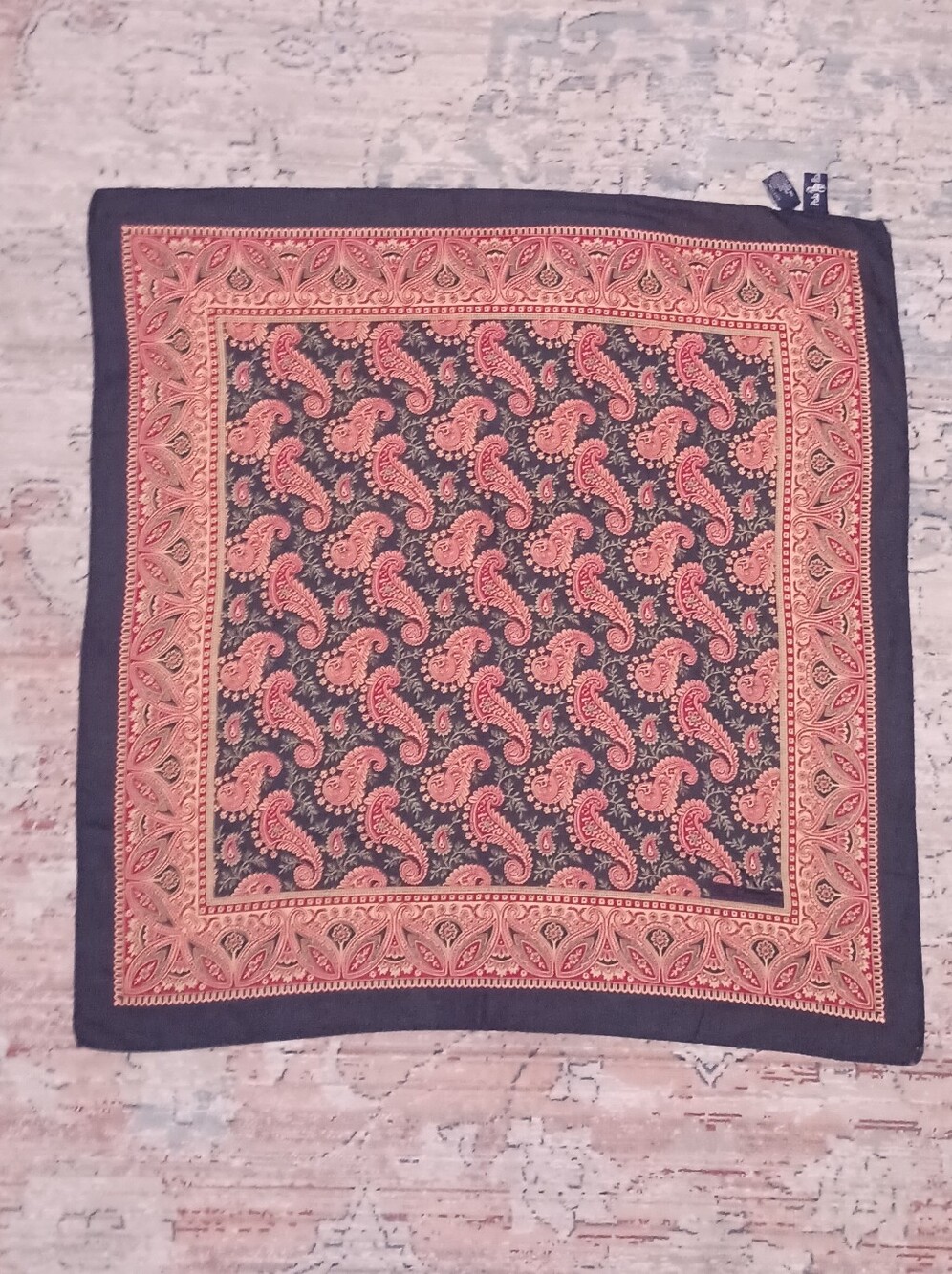Vintage Polo by Ralph Lauren Navy and Red Paisley Cotton Scarf